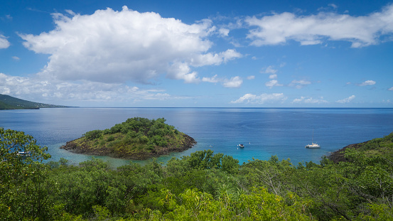 Panoramic view of sea and small islands.