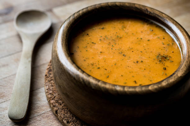 istock Turkish Lepe Soup in a wooden bowl. 837746122