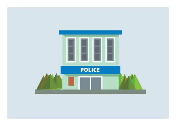 Vector illustration of police station simple illustration