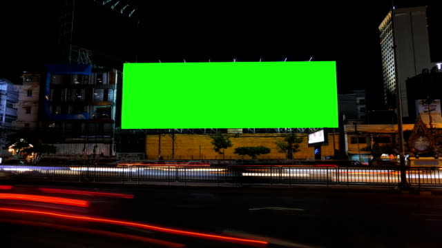 Blank advertising billboard, green screen, time lapse.