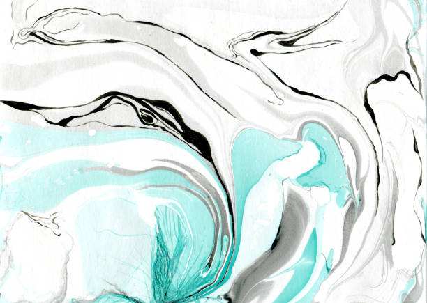 Marble texture abstract background Handmade marble background texture. Lovely marbled DIY paper with turquoise emerald blue and black colors and water. Art wet style organic swirl pattern stock illustrations