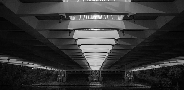 Black and White composition of under a bridge