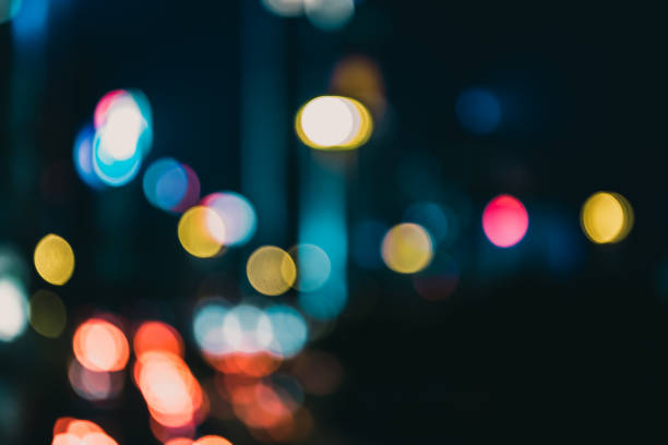 istock Blur image of Hong Kong night view with circle bokeh 837849198
