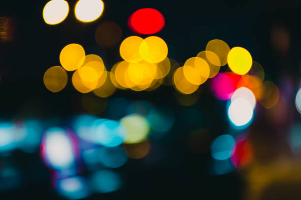 istock Blur image of Hong Kong night view with circle bokeh 837849204