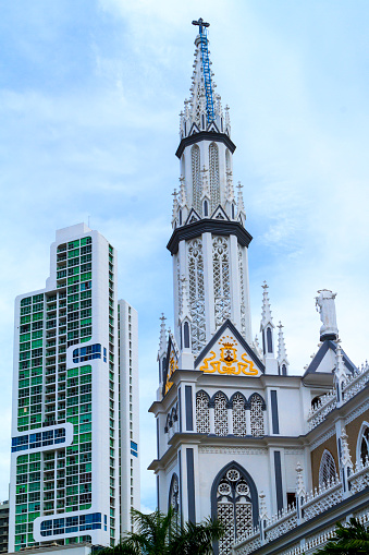Panama City, Panama, 21 10 2015. New buildings in the old part of Panama City, The city of Panama was founded on August 15, 1519 by Spanish conquistador and now  it is among the top five places for retirement in the world, according to International Living magazine.