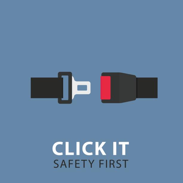 ilustracja pasa bezpieczeństwa. płaska konstrukcja pasów bezpieczeństwa - warning sign seat belt stock illustrations