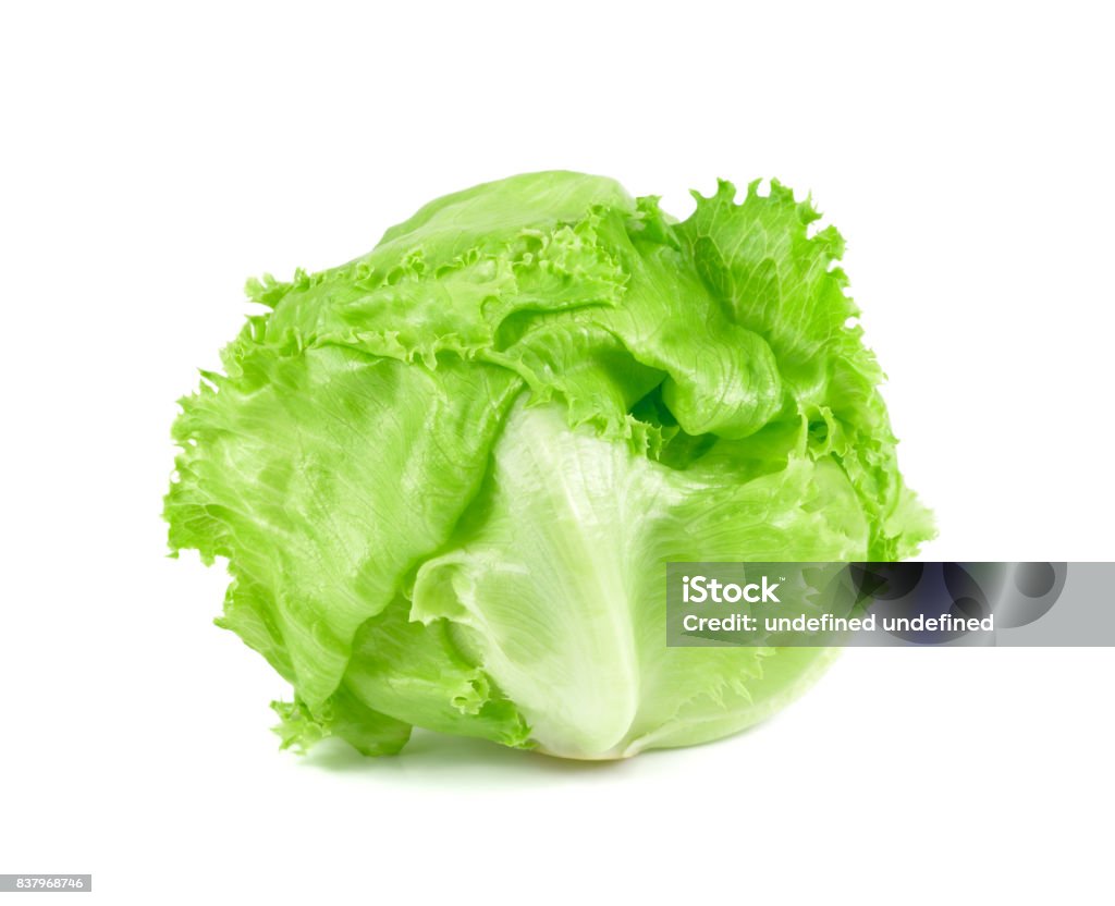 green Iceberg lettuce on white background, Fresh cabbage isolated, baby cos Lettuce Stock Photo