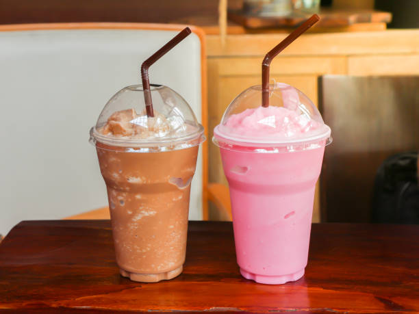 istock Coffee with pink milk frappe 837969520
