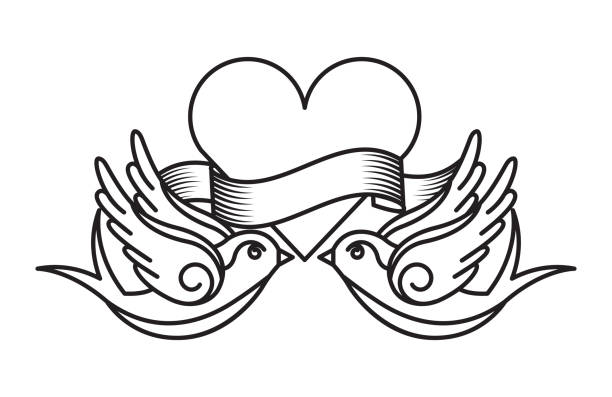 Tattoo Drawings Design - Arte vetorial de stock e mais imagens de Símbolo  do Coração - Símbolo do Coração, Tatuagem, Pássaro - iStock