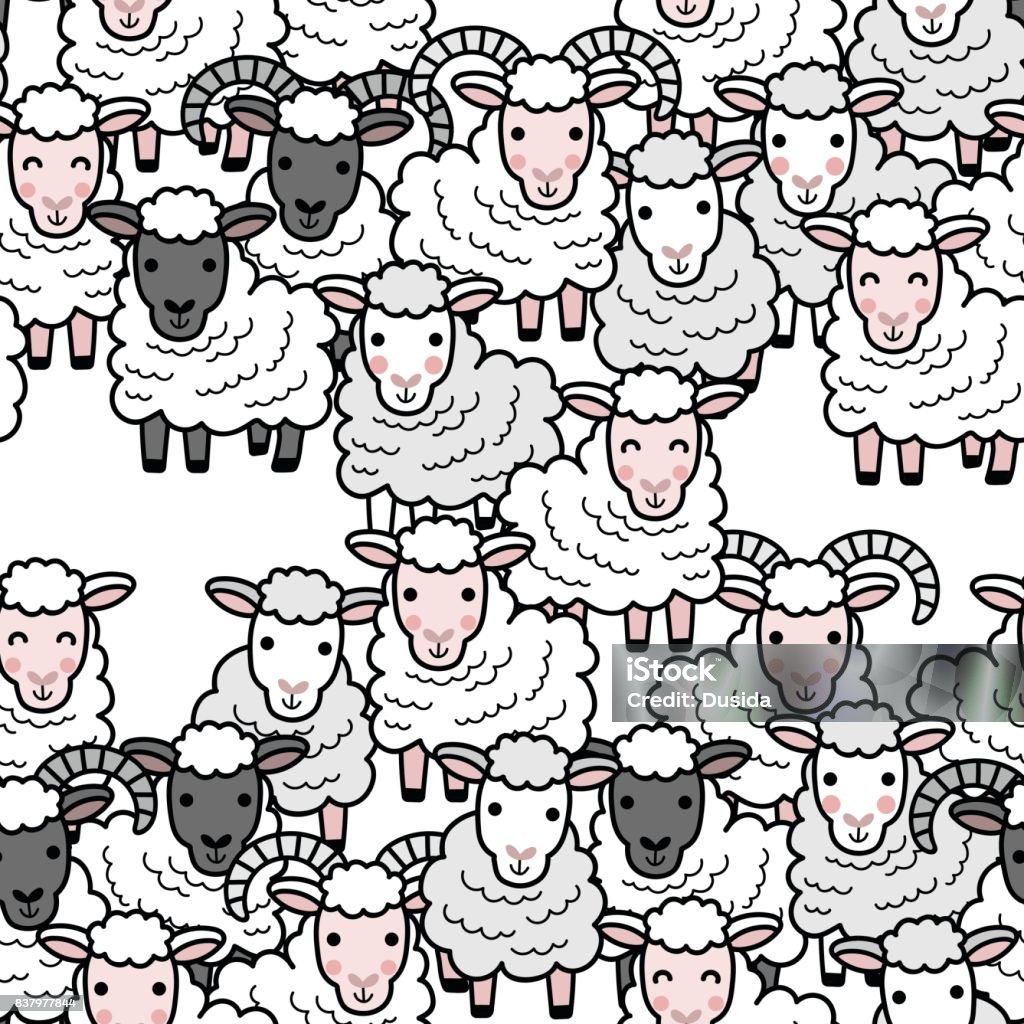Sheep Pattern Design Sheep Seamless Pattern Stock Illustration - Download Image Now - Animal ...