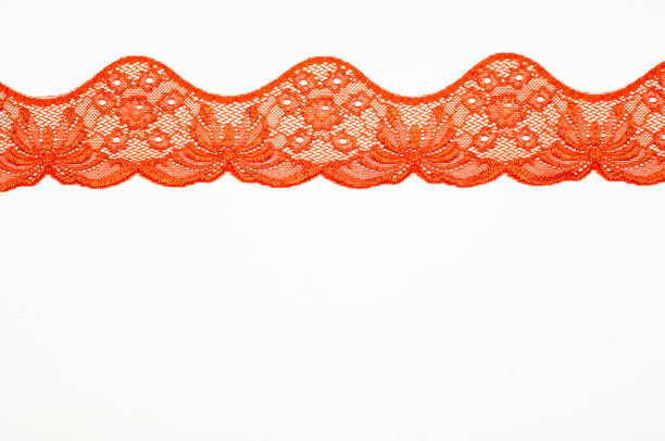 istock The texture of fabric lace, red 837983684