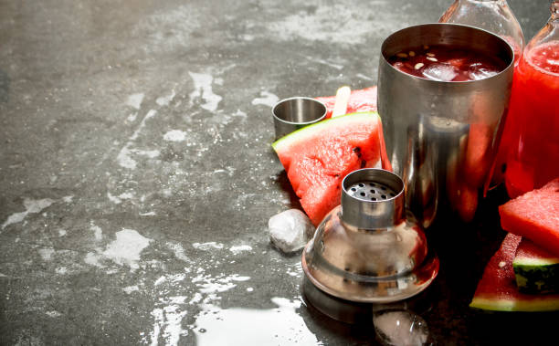 istock Watermelon cocktail with ice in a shaker. 838004544