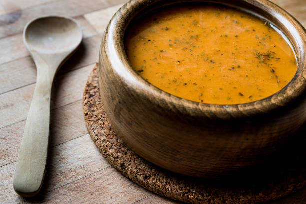 istock Turkish Lepe Soup in a wooden bowl. 838016182