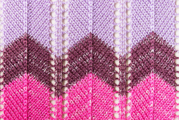 istock Vertical Purple Pink Knitting or Knitted Fabric Texture Pattern Background 838028304