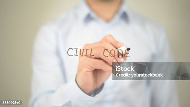 Civil Code Sign Civil Code Man Writing On Transparent Screen Stock Photo - Download ...