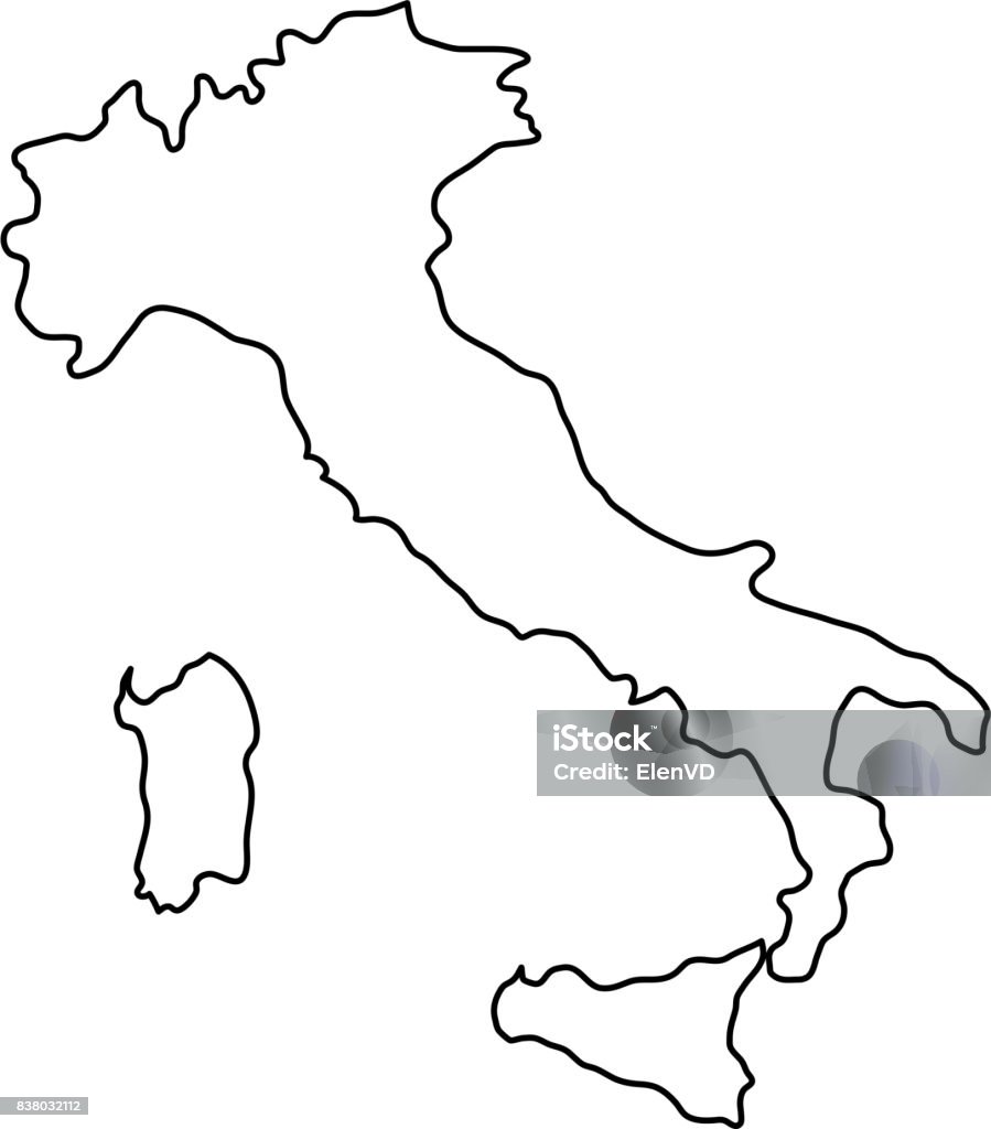 Italy map of black contour curves of vector illustration Italy stock vector