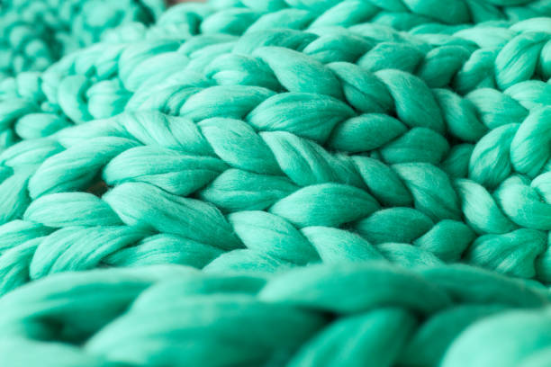 istock Close-up of knitted blanket, merino wool background 838032326