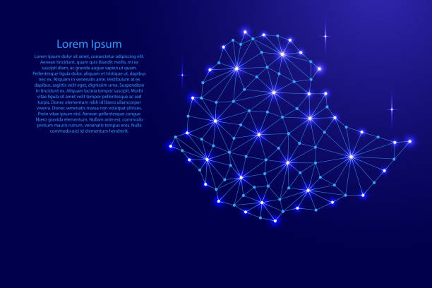 istock Ethiopia map of polygonal mosaic lines network, rays and space stars of vector illustration. 838036376