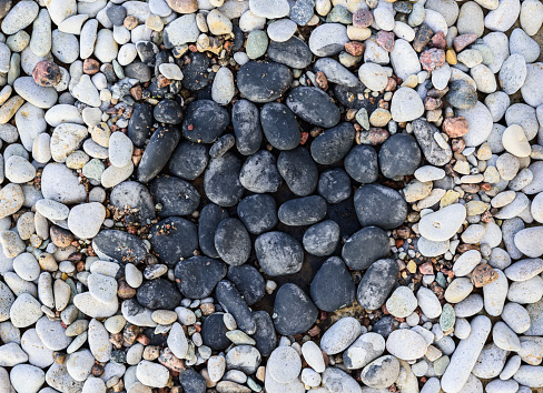 Black and white pebbles. Zen meditation of rock garden concept