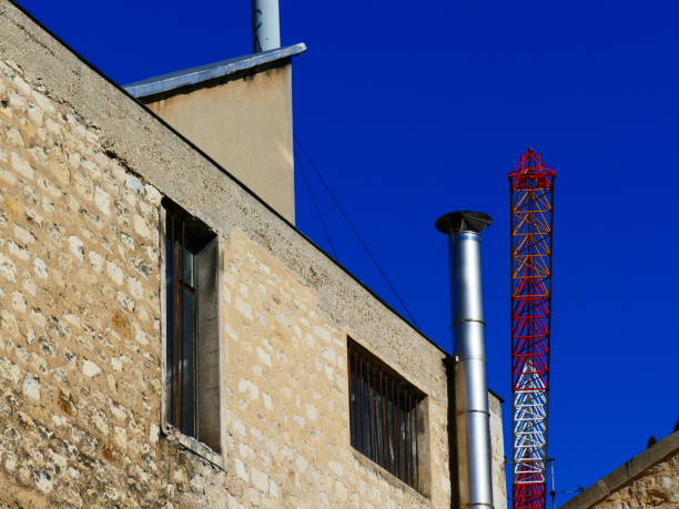 The crane above the industrial building