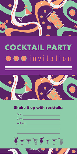 Kokteyl Parti Dikey Davetiye Kartı Şablonu Kokteyller Narenciye ...