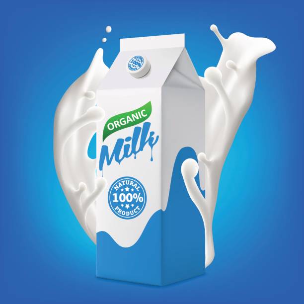 istock Milk packaging carton in splashing milk 3d vector icon illustration 838051594