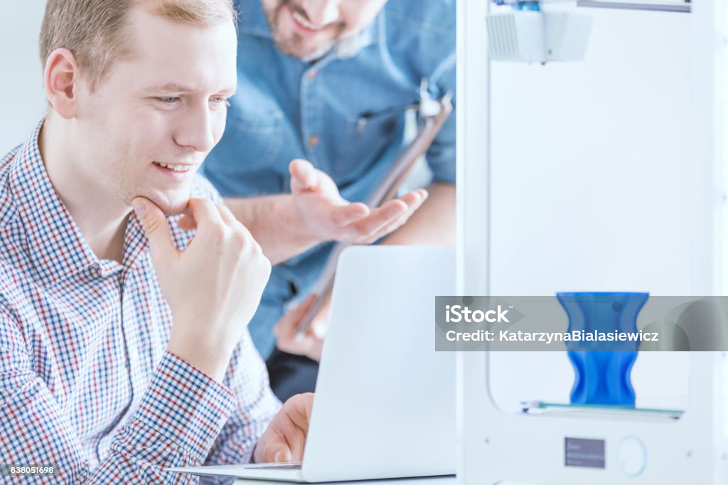 Man Observing Computer Man Observing 3d Print Process Stock Photo - Download Image Now - 3D ...