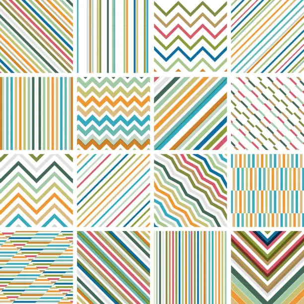 Vector illustration of Colorful Stripe Seamless Pattern Collection