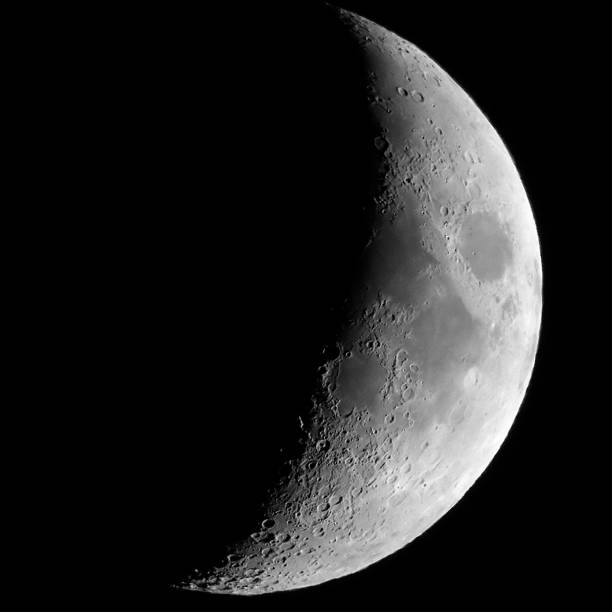 istock Waxing crescent moon seen with telescope 838062808