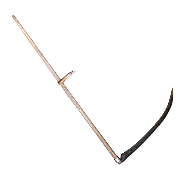 istock scythe for mowing grass, isolated on white background. 838063728