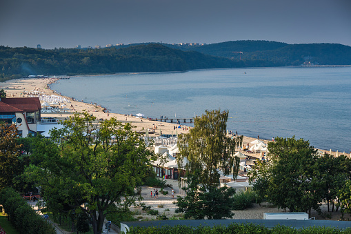 Sopot,Poland-September 7,2016:Baltic sea beach landscape in Sopot, Poland.