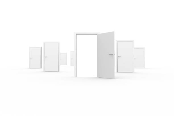 istock Door opening revealing bright light 838071688