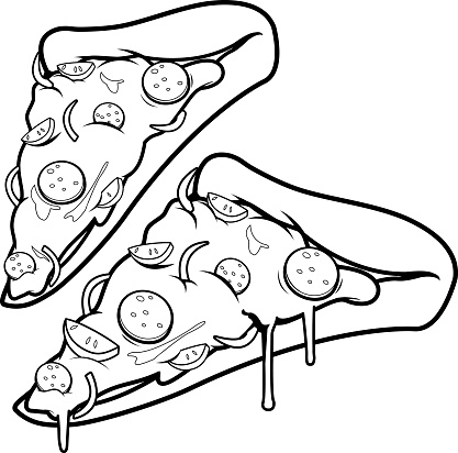 Ilustración de Porciones De Pizza Blanco Y Negro Para Colorear Página Del  Libro y más Vectores Libres de Derechos de Pizza - iStock