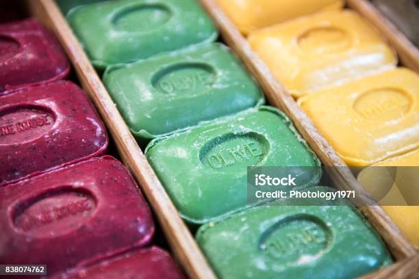 Colorful Marseille Soap In Closeup Stock Photo - Download Image Now - Close-up, Collection, France