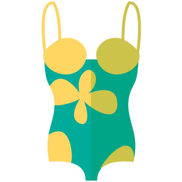 illustrations, cliparts, dessins animés et icônes de vector icon d’un maillot de bain pour femmes au style plat sans ligne. pixel perfect. entreprise et bureau look. pour les boutiques et magasins - bodysurfing