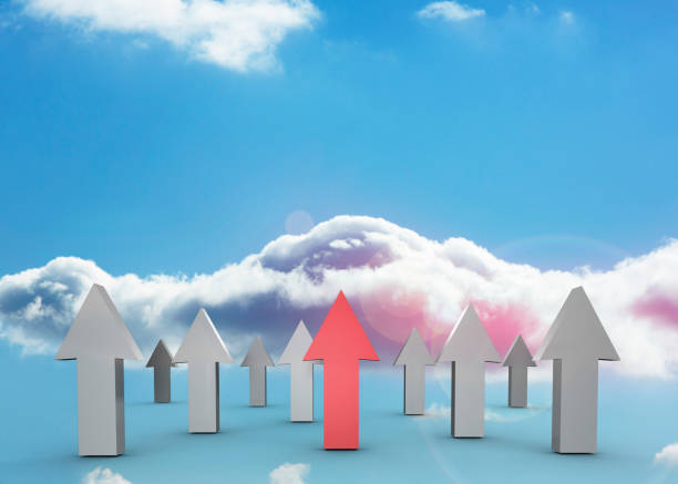 istock Red and grey arrows pointing up 838082434