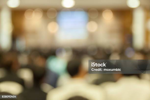 Abstract Blurred Conference Hall Seminar Room Stock Photo - Download Image Now - Defocused, Blurred Motion, Seminar