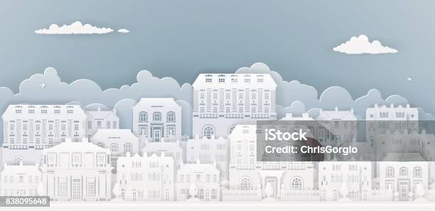 Paper Houses Row Stock Illustration - Download Image Now - Paper, City, House