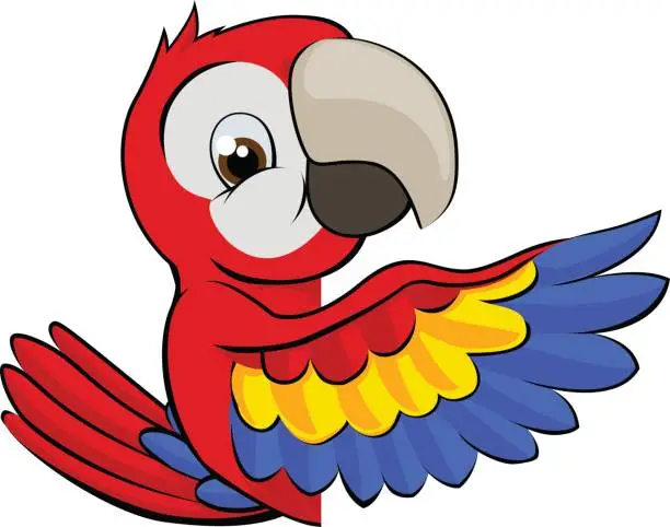 Vector illustration of Peeking Cartoon Parrot