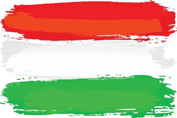 Vector illustration of flag of Hungary painted with brush strokes
