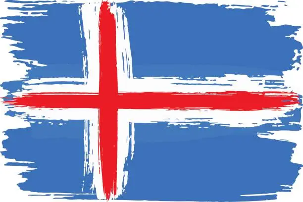 Vector illustration of flag of Iceland painted with brush strokes