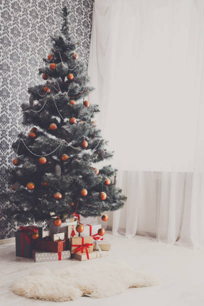 istock Christmas decorated tree in modern interior, holiday concept 838115824