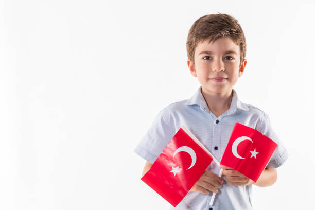 istock Little child with turkish flag 838116520