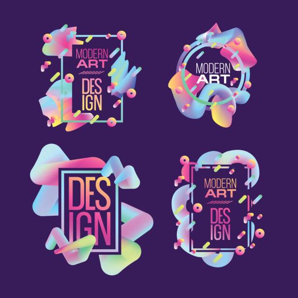 Vector frame for text Modern Art graphics for hipsters Vector frame for text Modern Art graphics for hipsters . dynamic frame stylish geometric colorful 80s-style kitsch. element for design business cards, invitations, gift cards, flyers and brochures. polypodiaceae stock illustrations