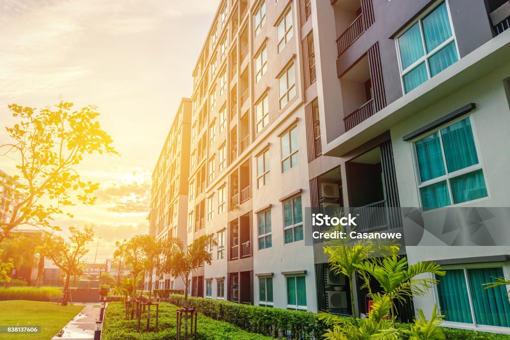 Modern apartment buildings exteriors or Contemporary Architecture Office In The City Modern apartment buildings exteriors or Contemporary Architecture Office In The City. Apartment Stock Photo