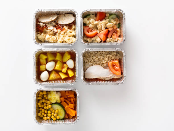 istock Healthy food take away in boxes on white background 838152562