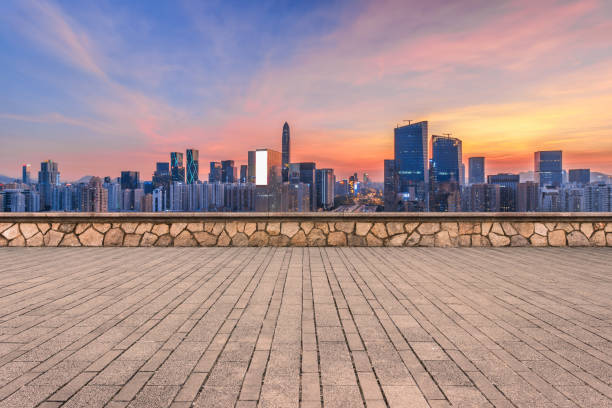 istock Blank, no man's floor and dusk of Shenzhen architecture 838164250