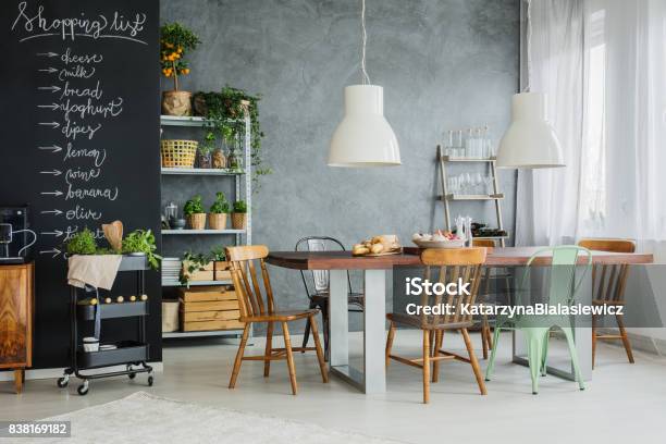 Stylish Kicthen Table Stock Photo - Download Image Now - Kitchen, Paint, Table