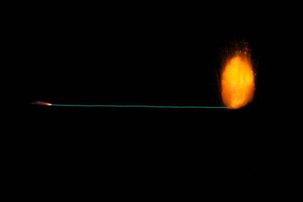 istock Long green fuse burning on black background isolated 838179076