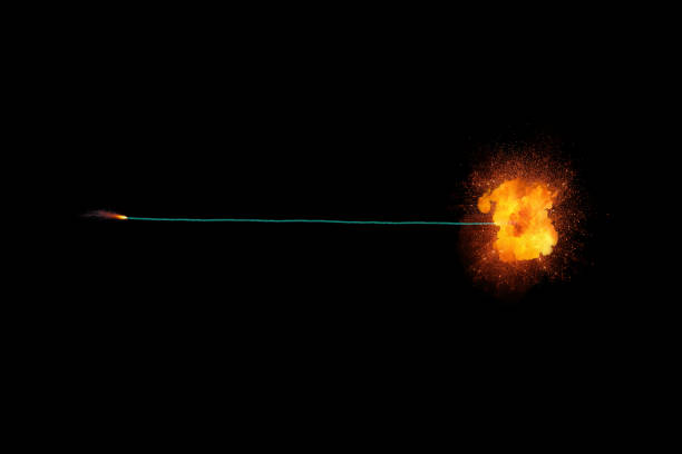 istock Long green fuse burning on black background isolated 838180296